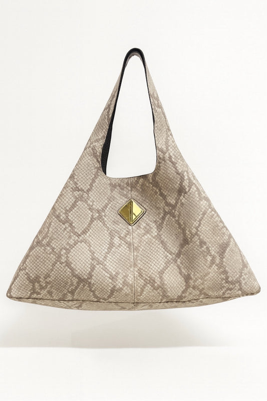 Sando Tote (gray and beige snakeskin)