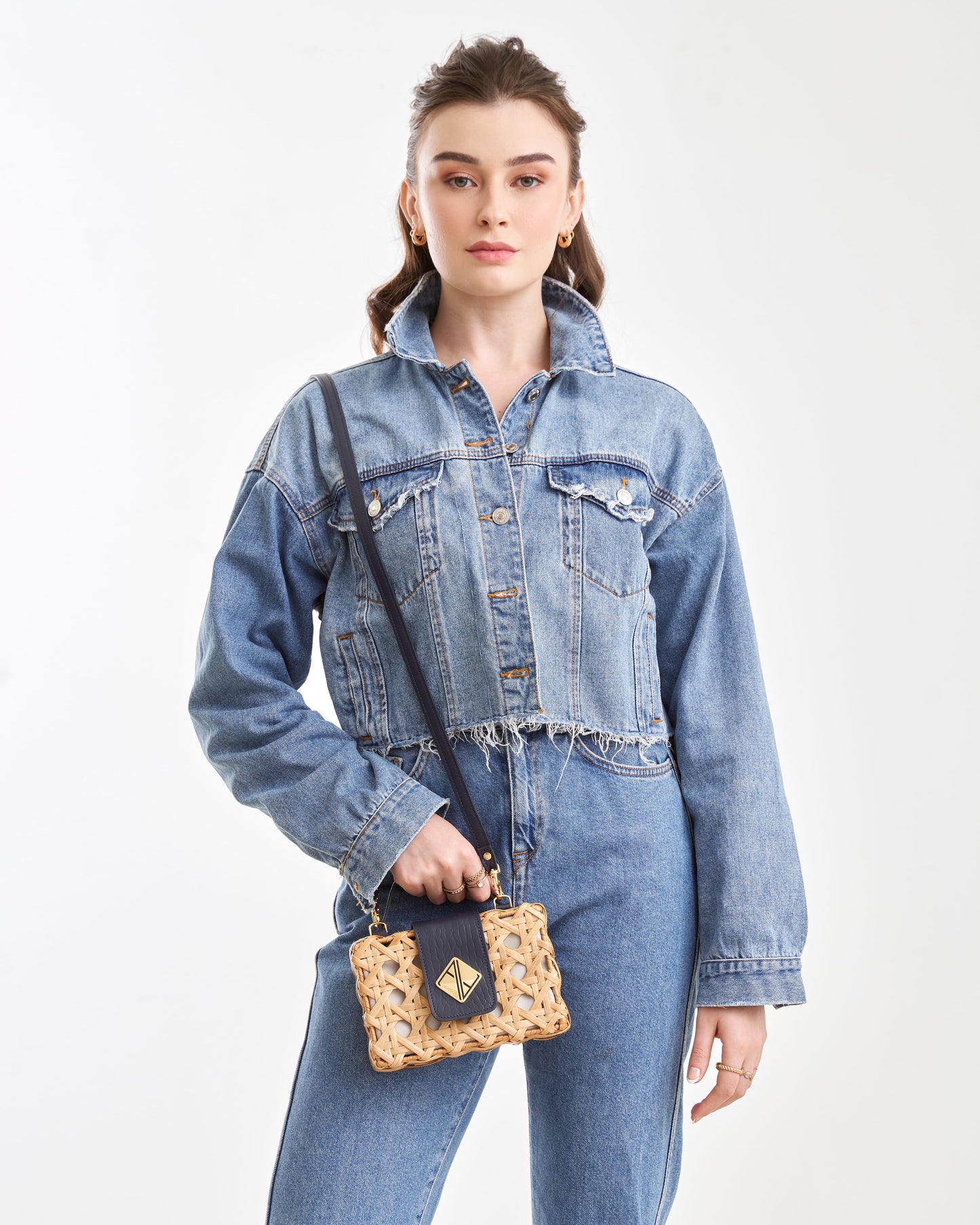 Charlie Slim Mini Handbag with Tan Croco Leather