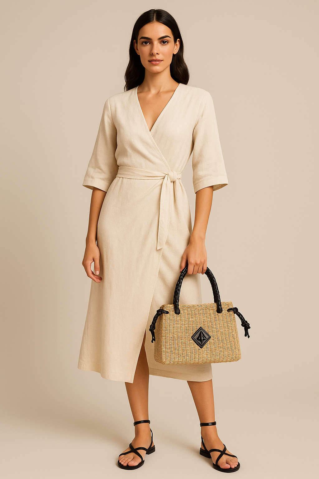 Lucia Mini Tote (Natural with Black Leather)