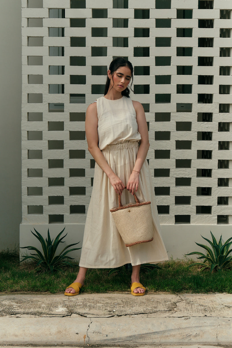 Johanna in Natural with Tan Leather