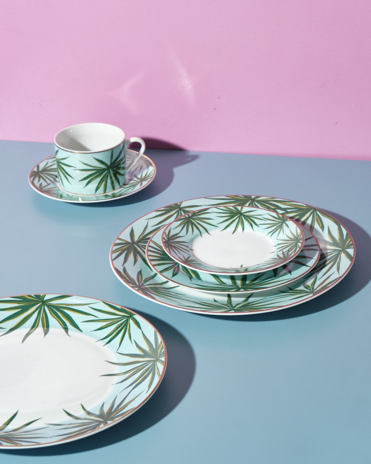 Solihiya Anahaw Cup and Saucer (Seafoam Blue and Green)