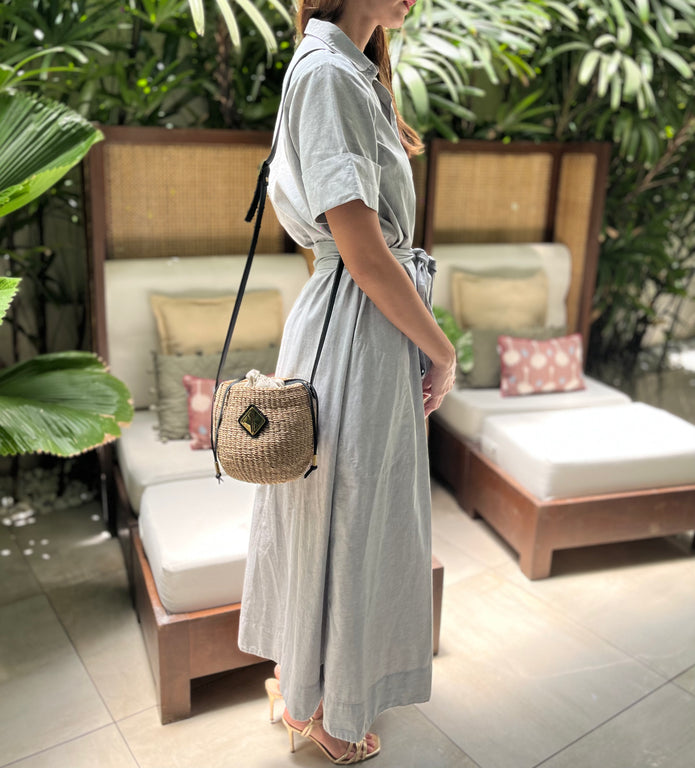 Carrie Sling Natural with Black Leather