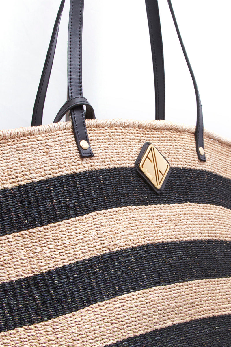 Carrie City Natural and Black Stripes