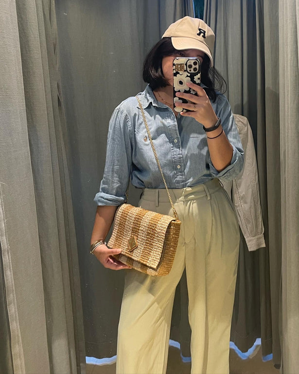 Alex Shoulder Bag in Tan Stripes
