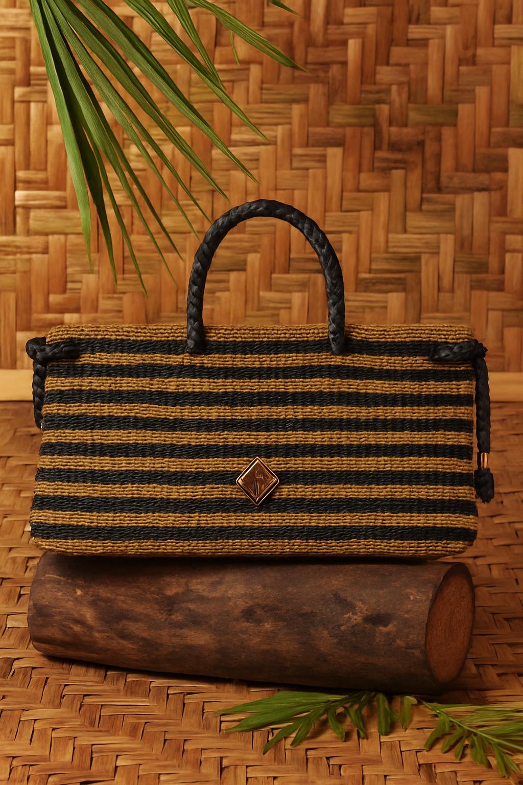 Lucia Tote (Brown/Black Stripes)