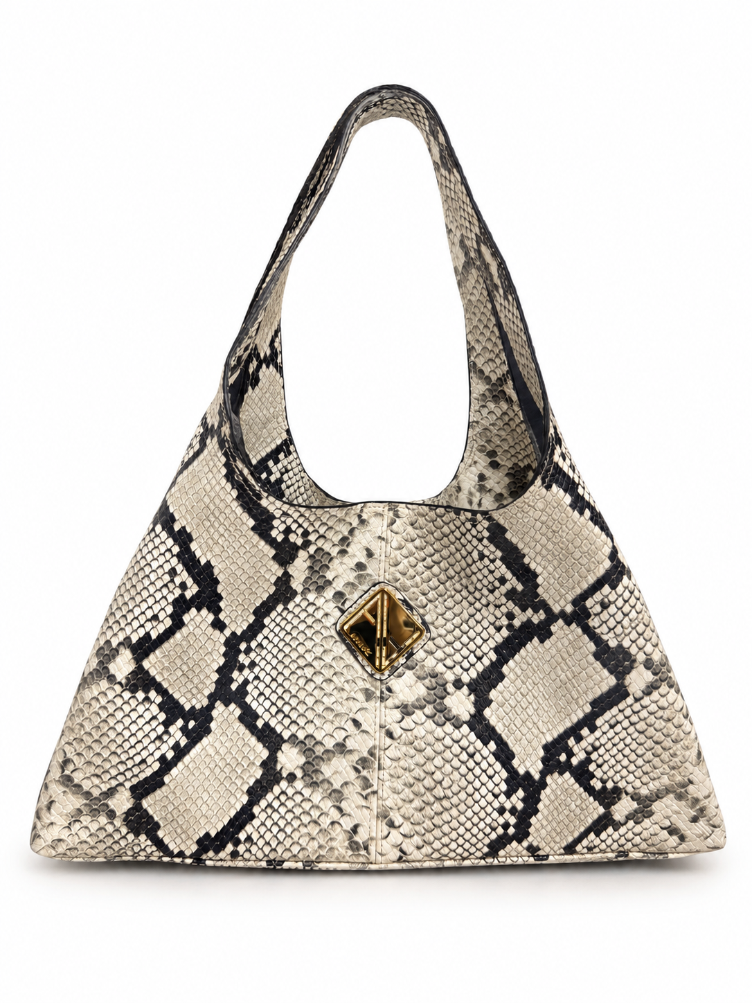 Sando Tote Black & White Snakeskin Leather (Medium)