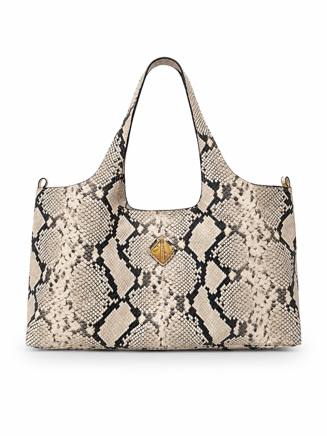 Sando Tote (Black and White Snakeskin Print Leather)