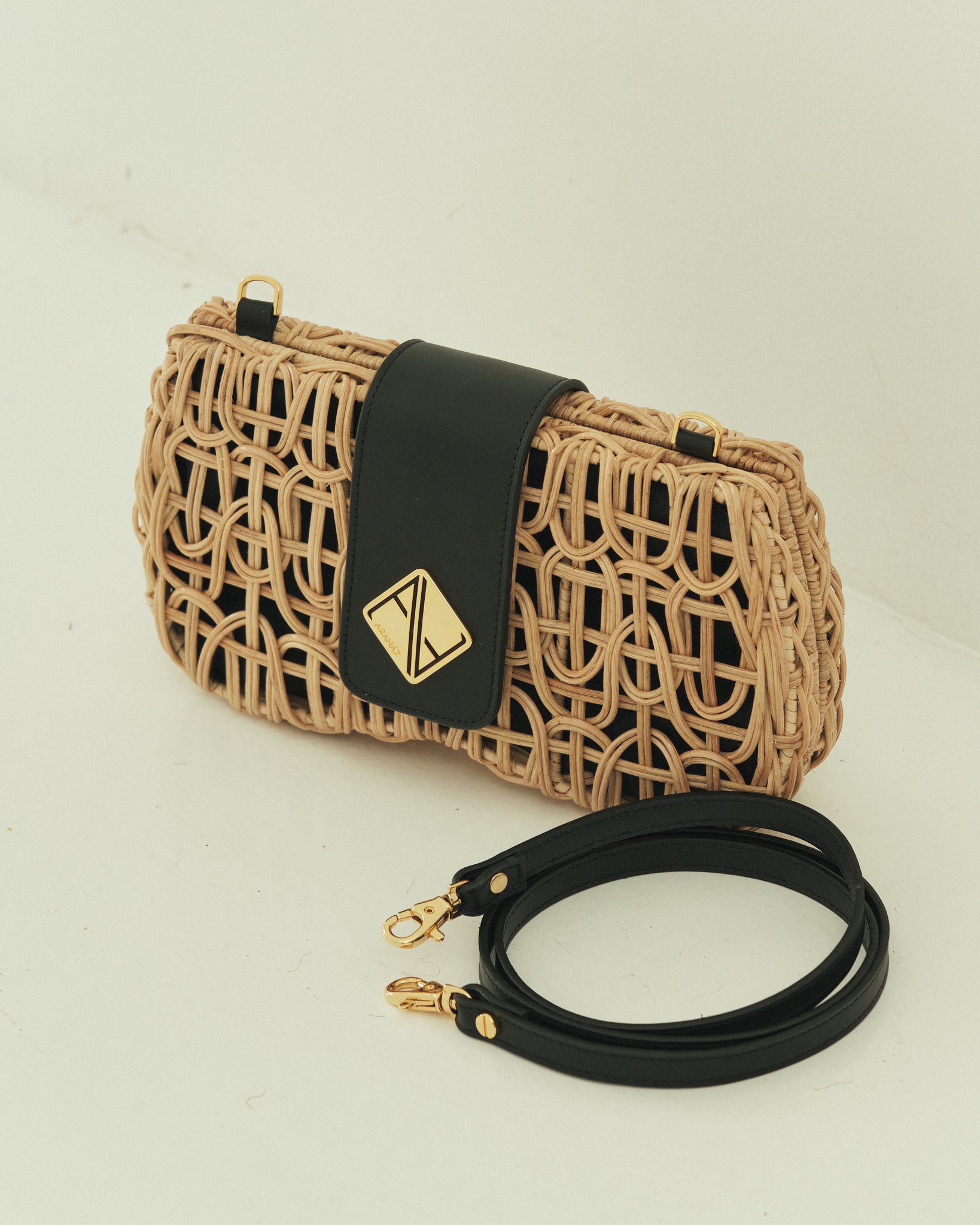 Chloe Bean Natural with Black Leather ARAN Z