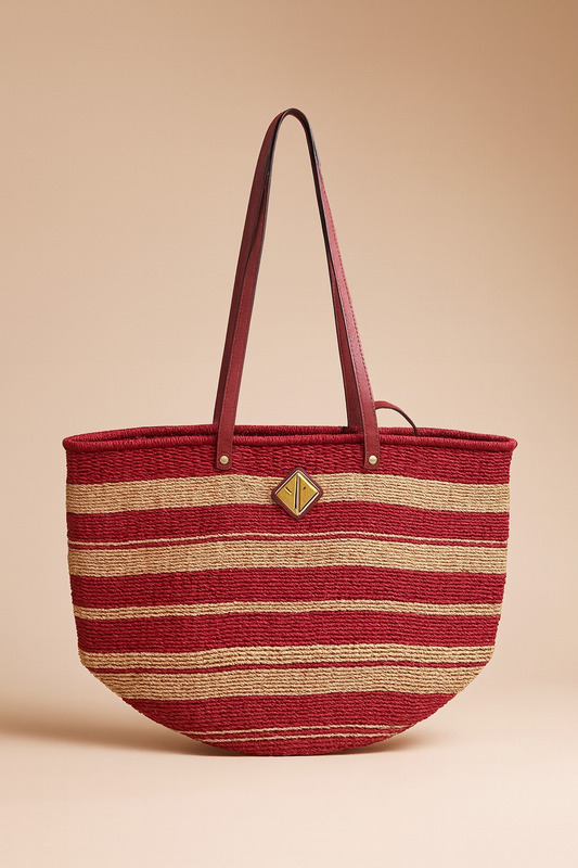 Carrie City Natural and Red Stripes