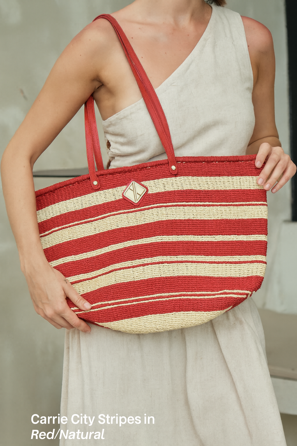 Carrie City Natural and Red Stripes