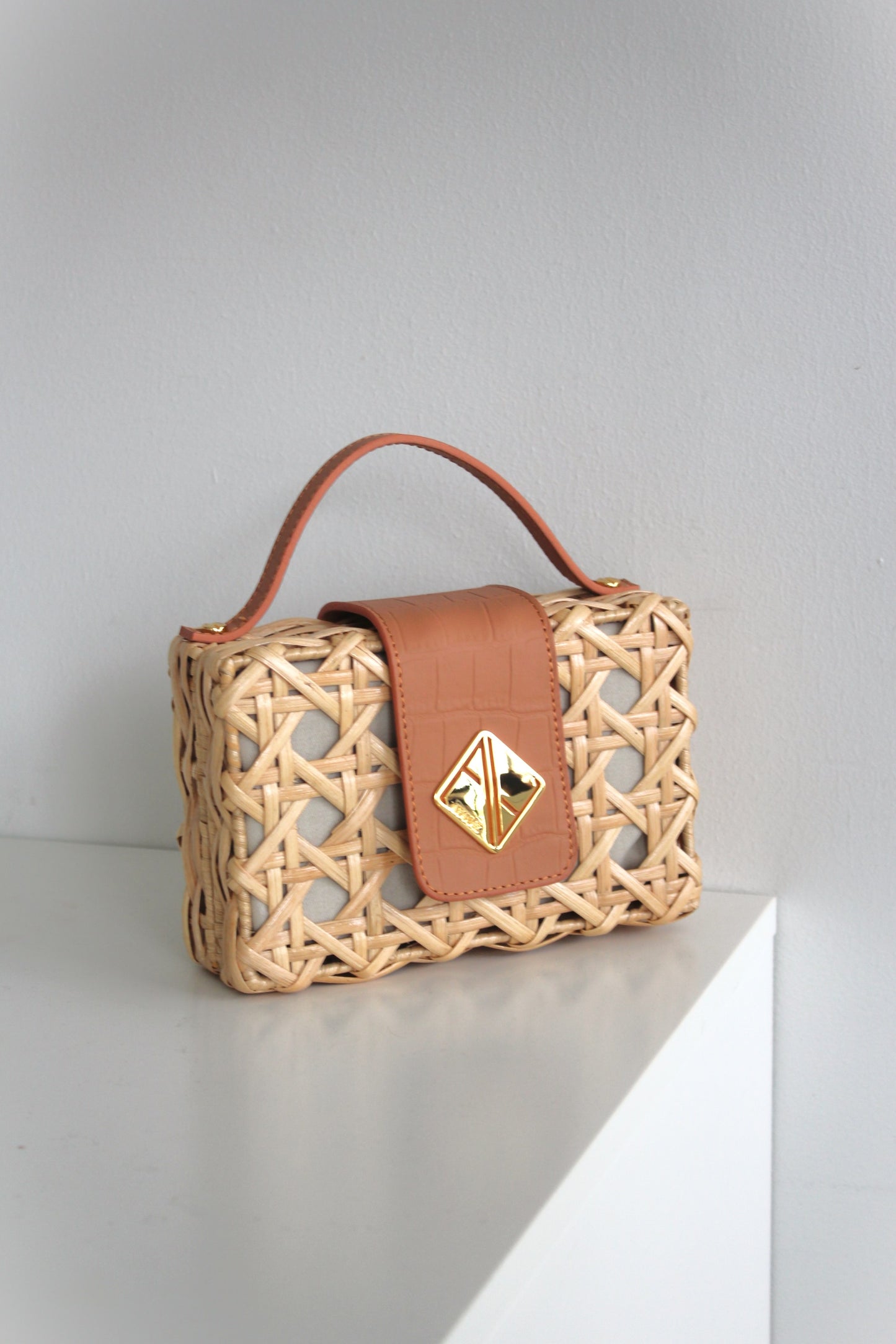Charlie Slim Mini Handbag with Tan Croco Leather