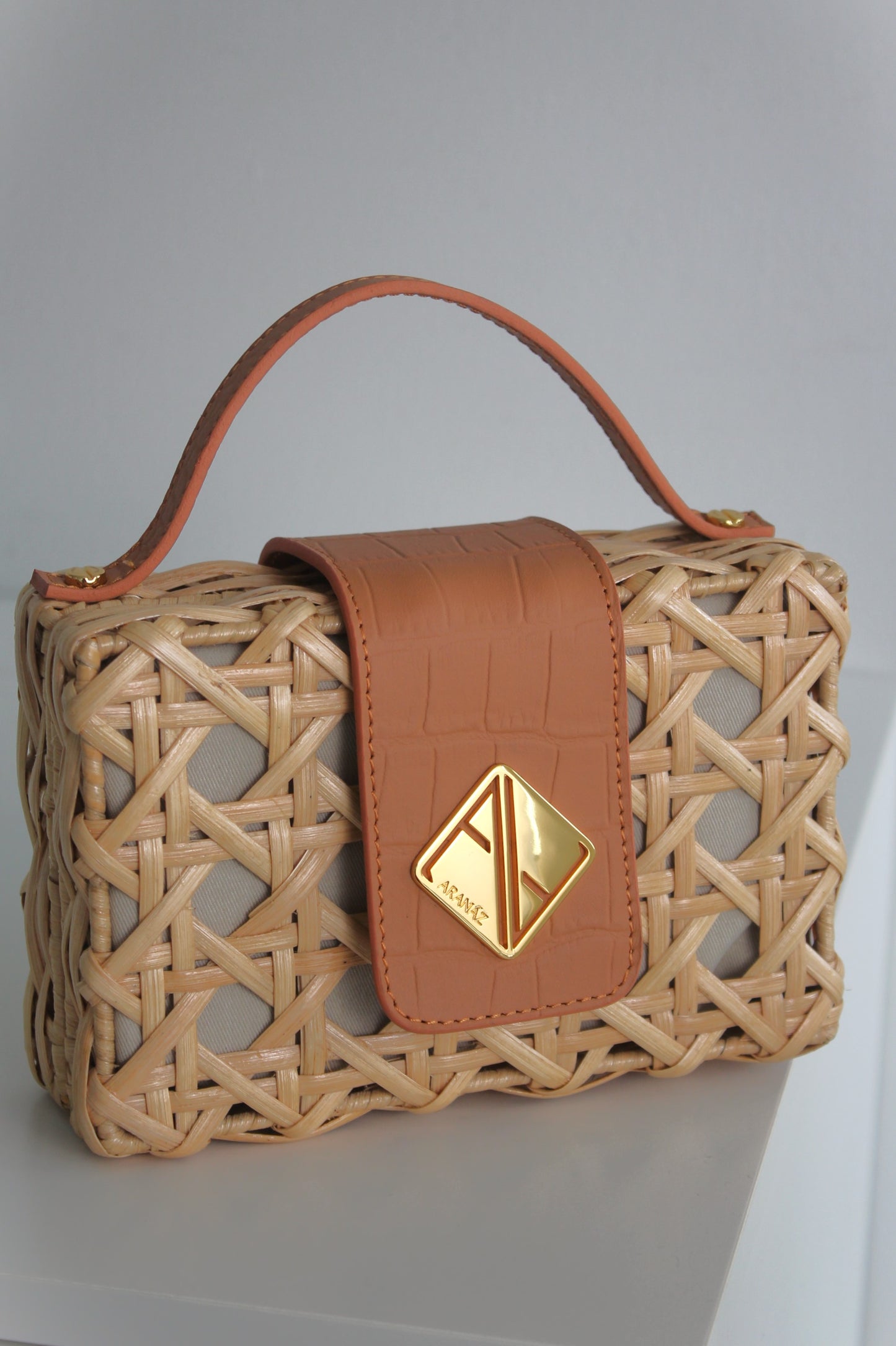 Charlie Slim Mini Handbag with Tan Croco Leather
