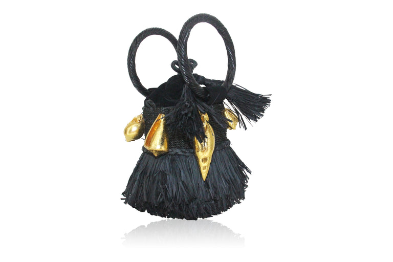 Nona Mini Fringe Bucket (Black)