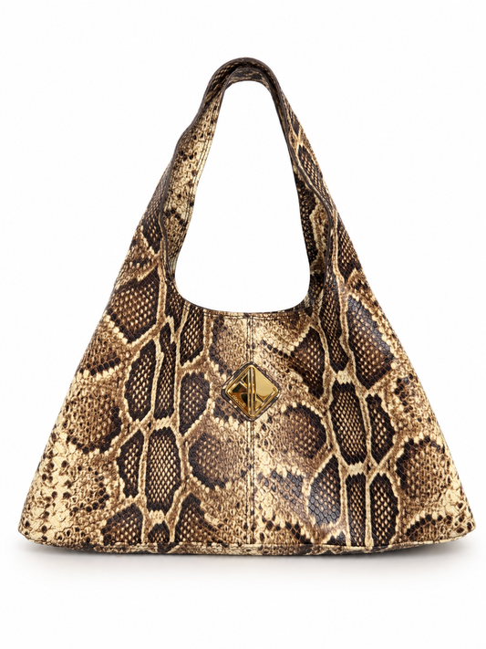 Sando Tote Brown & Cream Snakeskin (Medium)