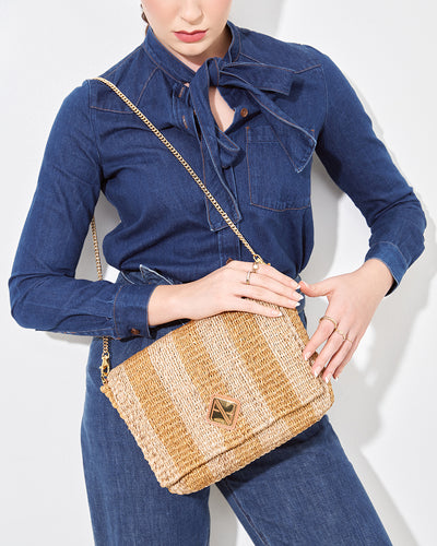 Alex Shoulder Bag in Tan Stripes