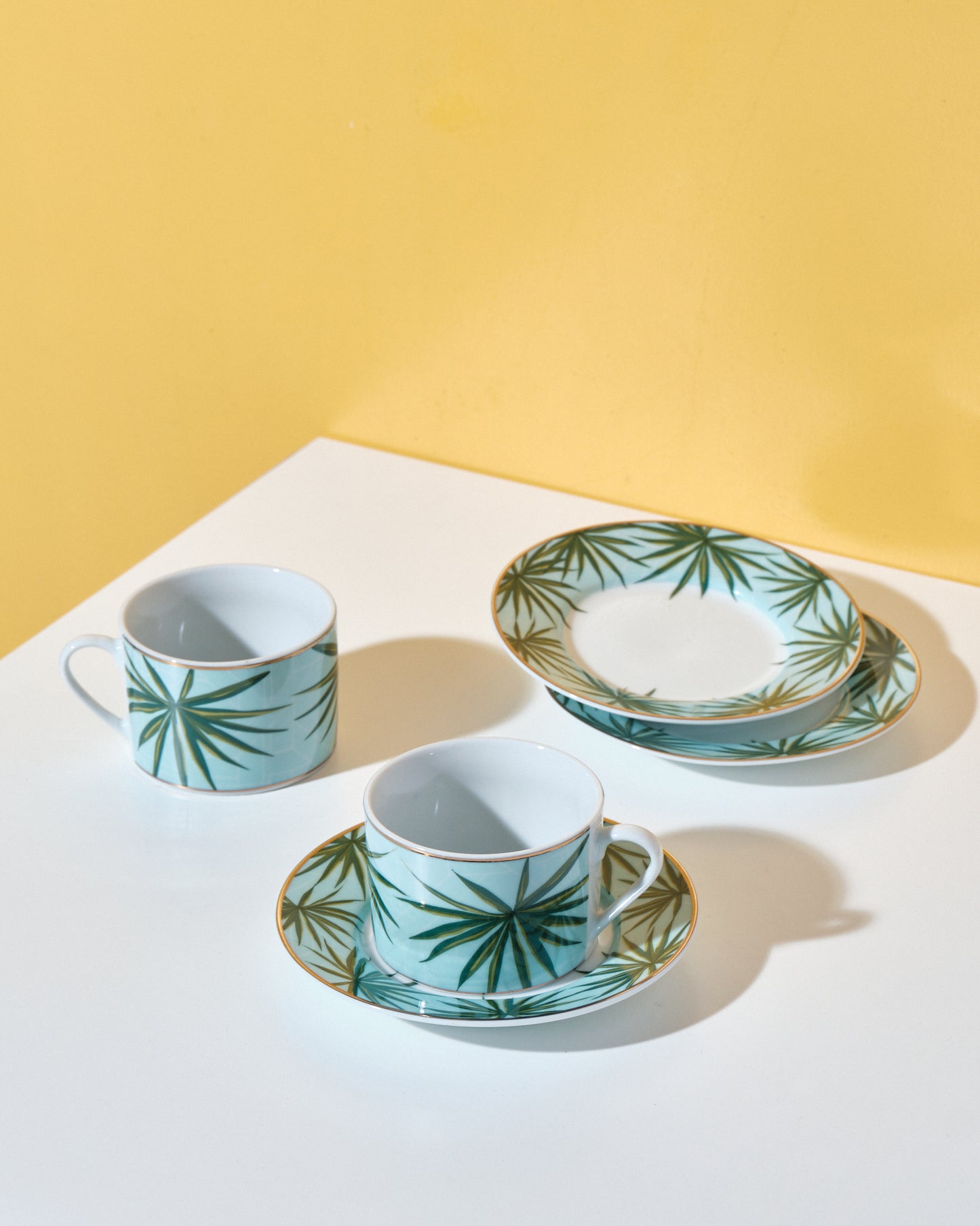 Solihiya Anahaw Cup and Saucer (Seafoam Blue and Green)