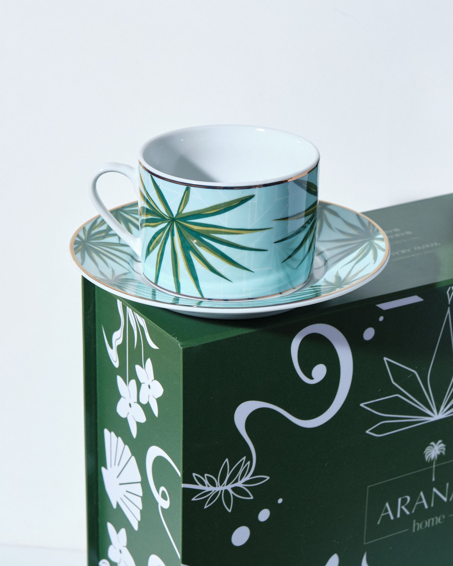 Solihiya Anahaw Cup and Saucer (Seafoam Blue and Green)