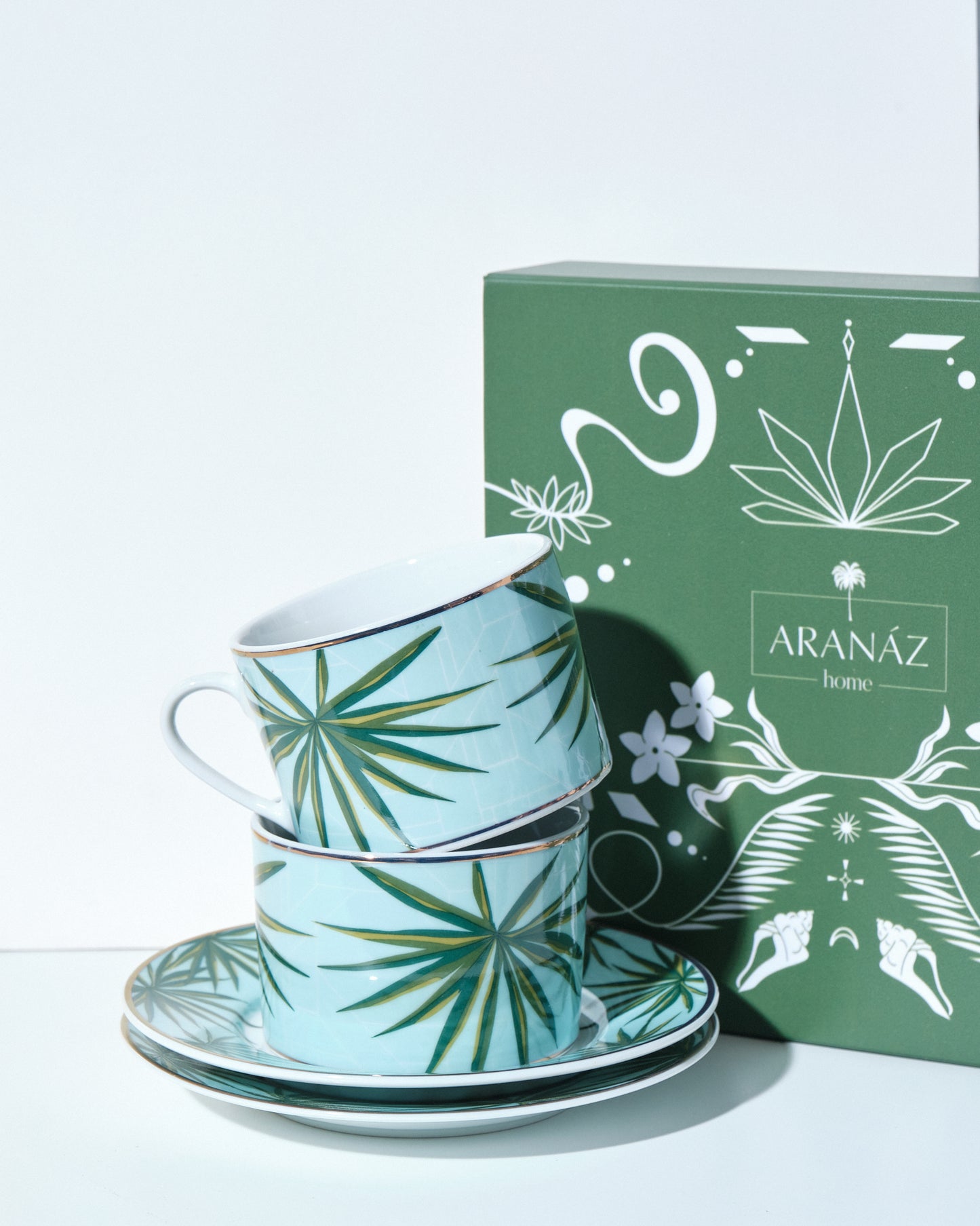 Solihiya Anahaw Cup and Saucer (Seafoam Blue and Green)