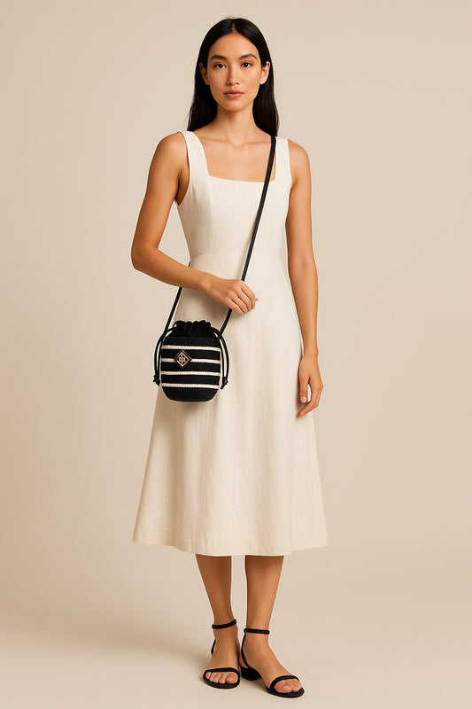 Carrie Sling (Black with White PP Stripes)