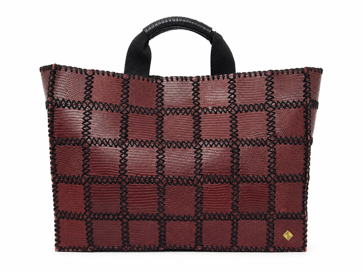 Patchwork Tote (Maroon Lizard Pattern)