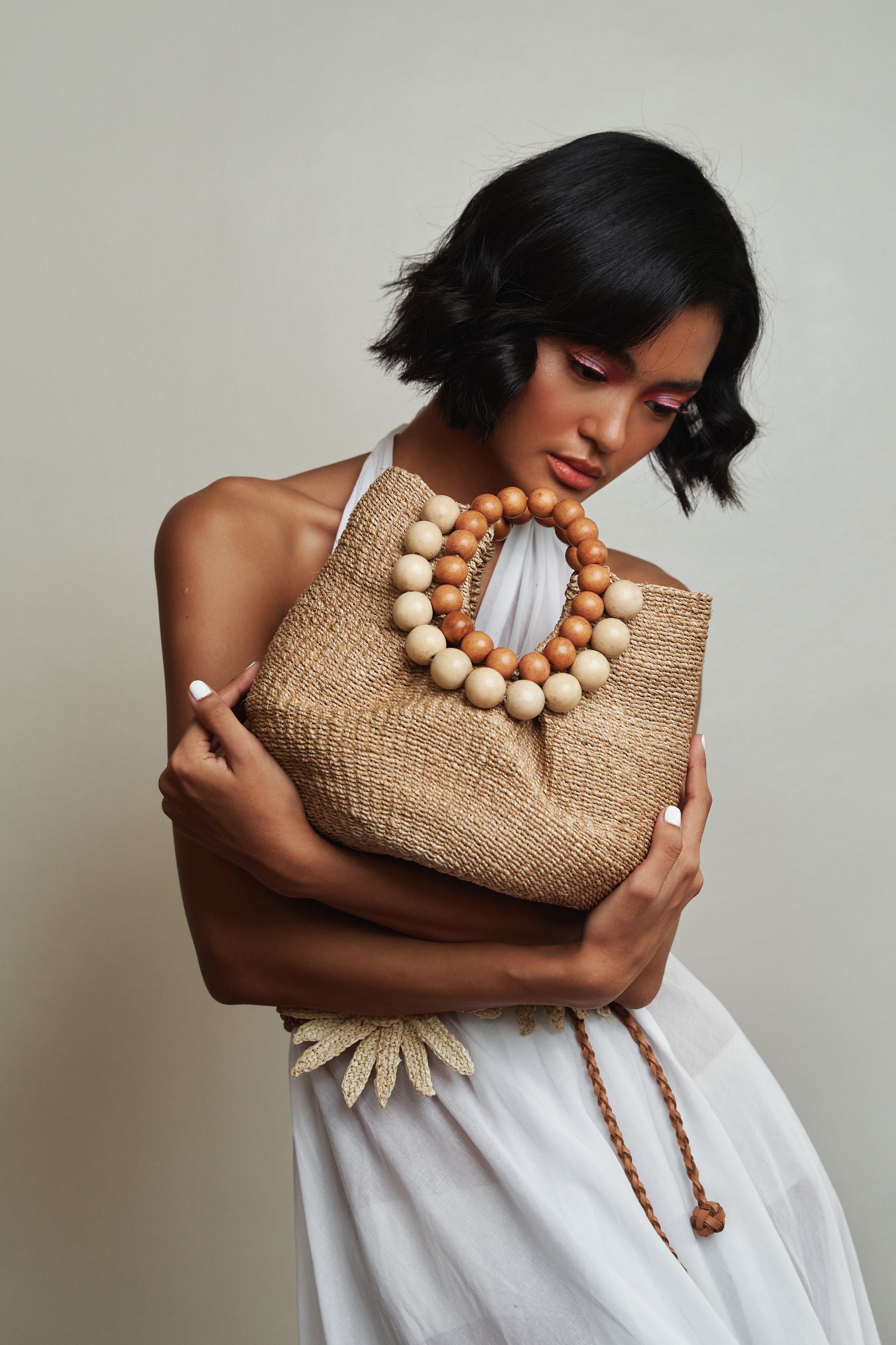 Cueba Beads Handbag in Wheat ARAN Z