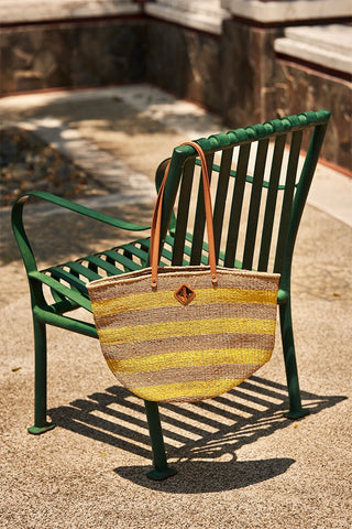 Carrie City Natural and Lemon Stripes