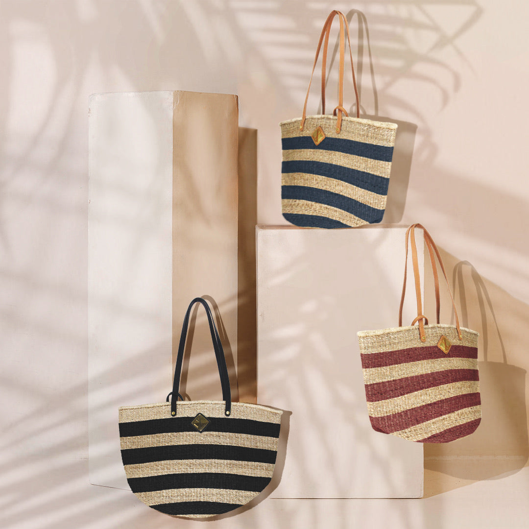 Carrie City Natural and Navy Stripes